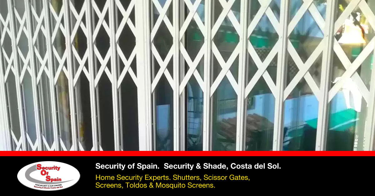 Scissor Gates, Rejas and Grilles from Security of Spain - Vital for protecting vulnerable entry points such as windows, doors, and balconies on the Costa del Sol