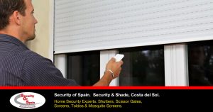 Security Shutters, Security of Spain, Mijas Costa, Spain - Motorised, electric shutters in durable aluminium offer a high level of security for your home or workplace